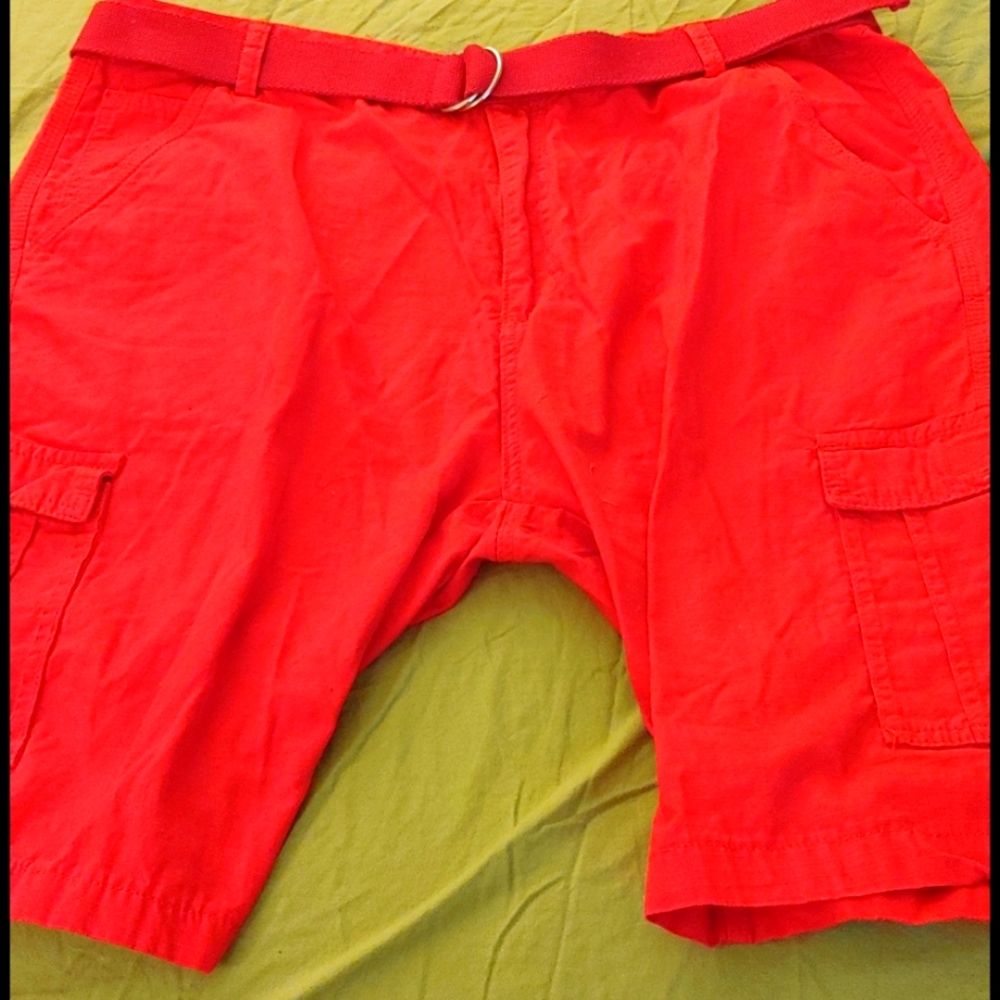 Mens Belted Cargo Shorts Waist 42